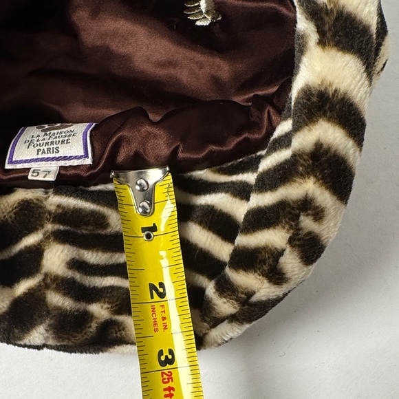 LA MAISON DE LA FAUSSE FOURRURE Paris Brown Cream Zebra Print Bucket Hat Cotton - Picture 10 of 11